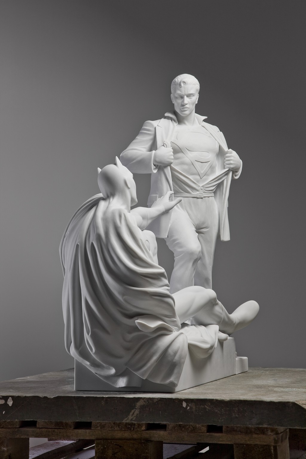 Modern Heroes 2010 Hand-carved white marble 195x190x75cm Mauro Perucchetti
